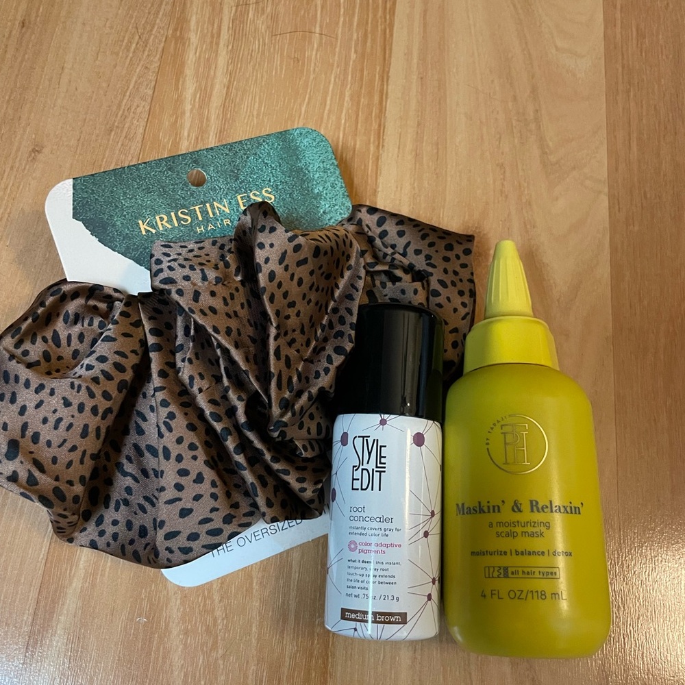 Hair bundle TPH By Taraji Scalp Mask, Style Edit Root Concealer, & KE scrunchie